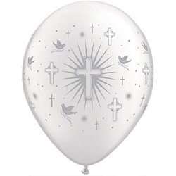 Cross and Doves 11 inch  Latex Balloons