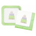 Pastel Plate and Napkin Set - Serve 16