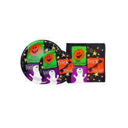 Halloween Pumpkin & Bat Party Set - Serves 24