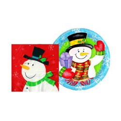 Winter Holiday Jolly Snowman Party Set - Serves 20
