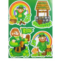 St. Patrick's Static Window Cling - Assorted Designs - 3 Pk