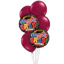 Graduation Balloon Bouquet - Burgundy