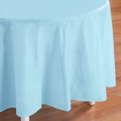 Light Blue Round Plastic Tablecover