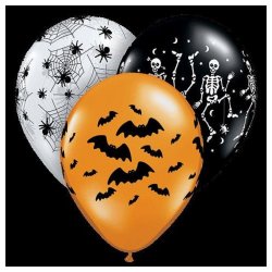 12 Assorted 11" Latex Balloons - Halloween Balloons - Helium Quality