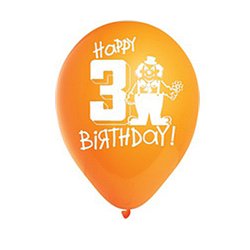 Happy 3rd Birthday Assorted Pastel Balloons - 6pk