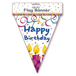 12 Foot Party Banner - "Birthday Candles" Design
