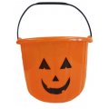 Small Halloween Pumpkin Bucket - Orange Plastic Candy Pail