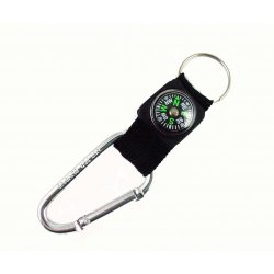 Keychain Utility Carabiner w/ Compass Strap (Not for Climbing) - SILVER