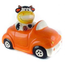 Cow in Car - Animal Piggy Bank