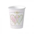 Wedding Bride and Groom Party Cups 8 Pack - Floral Hearts Arrangement
