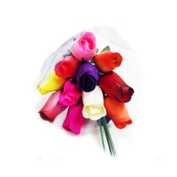 Forever Roses - Small Bud Wooden Roses Bouquet - Dozen