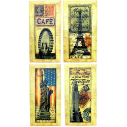 New York and Paris Wall Art - 4 Piece Collection