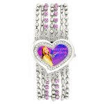 Hannah Montana Kids Silver Gem Heart Analogue Watch Bracelet