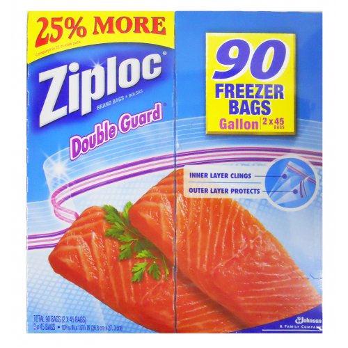 Ziploc DOUBLE GUARD Gallon Freezer Bags 90 Freezer Bags