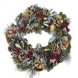 Frosted Christmas Wreath - 12" Holiday Decoration