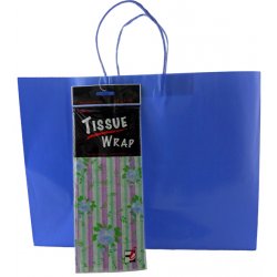 12 Large Blue Gift Bags w/ Tissues - (1dz. Total)