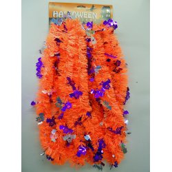 Silver and Purple Bats - 15ft. Orange Halloween Garland