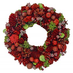 Decorative Wreath - 12.5" Holiday Wreath Red