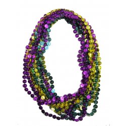 Coin Bead Necklaces, Mardi Gras - 33" ea. - 1 Dozen