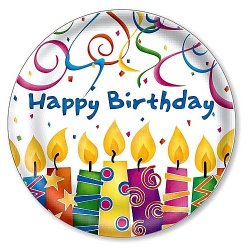 Party Plates "Birthday Candles" (7") - 8 cnt
