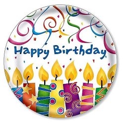 Party Plates "Birthday Candles" (7") - 8 cnt