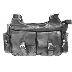 Black Leather Purse- Hobo Style - #4063