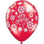 12 Count - 11" Latex Christmas Snowflakes Balloons - Red and Green Colors