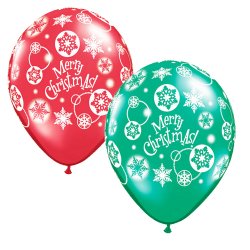 12 Count - 11" Latex Christmas Snowflakes Balloons - Red and Green Colors