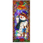 Reusable Stain Glass Window Clings - 2 Pack Snowman Theme