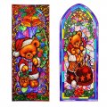 Reusable Stain Glass Window Clings - 2 Pack Teddy Bear Theme