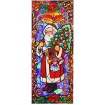 Reusable Stain Glass Window Clings - 2 Pack St. Nick/Santa Claus Theme