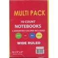 Wide Ruled Notebooks - 4 Pack of Assorted Colors