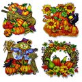 Window Cling Decorations - "Fall Farmer" - 4 Piece Set