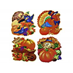 Window Cling Decorations - "Harvest Cornucopia" - 4 Piece Set