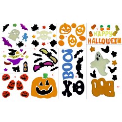 Halloween Window Decorations - 6 Random Sets of Halloween Gel Art